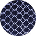 Round Machine Washable Trellis Blue Modern Rug, wshcon2995blu