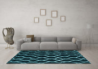 Machine Washable Trellis Light Blue Modern Rug, wshcon2995lblu