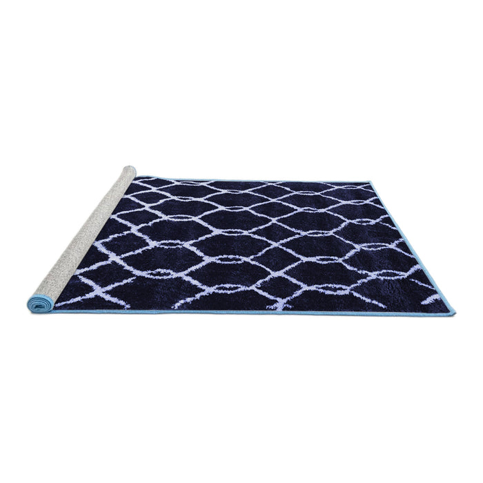 Sideview of Machine Washable Trellis Blue Modern Rug, wshcon2995blu