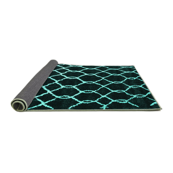 Sideview of Trellis Turquoise Modern Rug, con2995turq