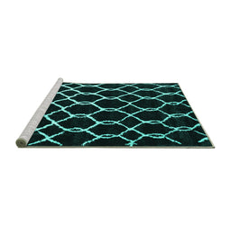 Sideview of Machine Washable Trellis Turquoise Modern Area Rugs, wshcon2995turq