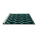 Sideview of Machine Washable Trellis Turquoise Modern Area Rugs, wshcon2995turq