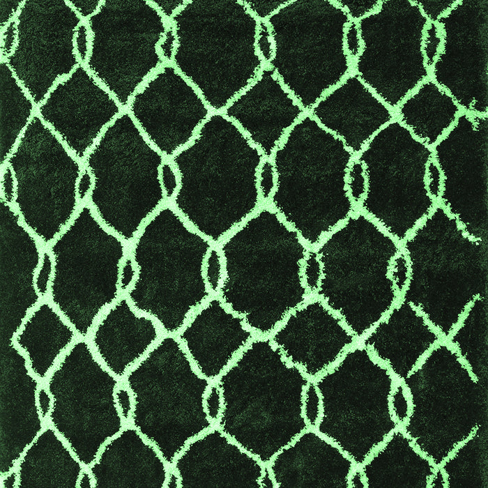 Machine Washable Trellis Emerald Green Modern Area Rugs, wshcon2995emgrn