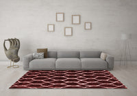 Machine Washable Trellis Red Modern Rug, wshcon2995red