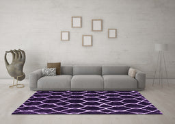 Machine Washable Trellis Purple Modern Area Rugs in a Living Room, wshcon2995pur
