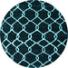 Round Machine Washable Trellis Light Blue Modern Rug, wshcon2995lblu