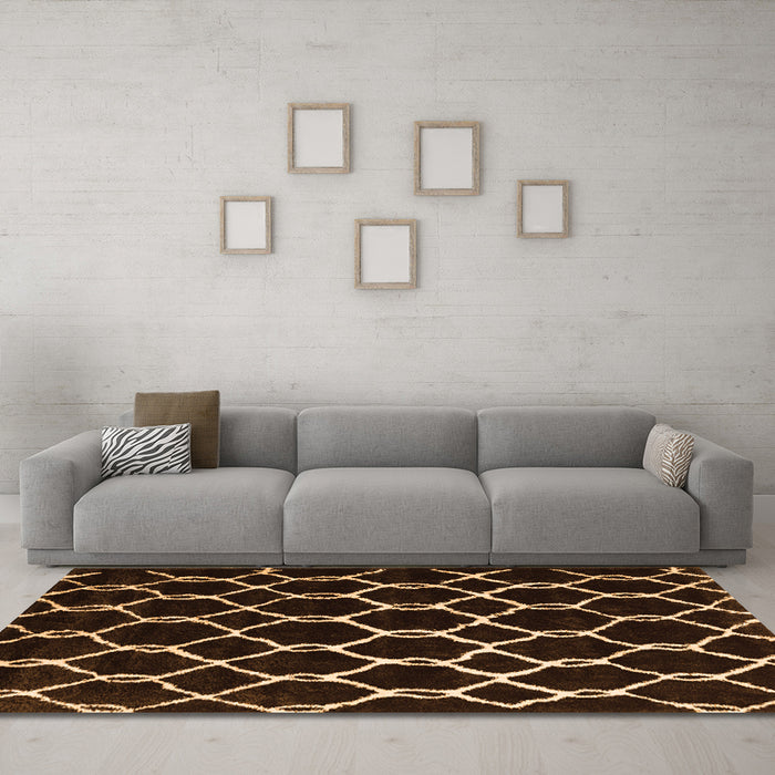 Machine Washable Trellis Orange Modern Area Rugs in a Living Room, wshcon2995org