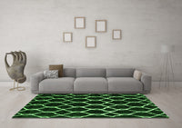 Machine Washable Trellis Green Modern Rug, wshcon2995grn