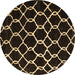 Round Machine Washable Trellis Brown Modern Rug, wshcon2995brn