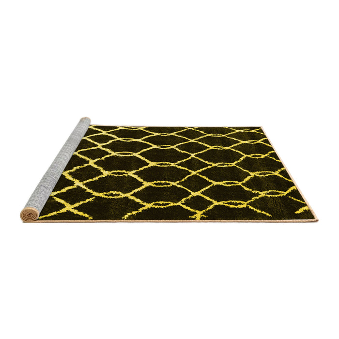 Sideview of Machine Washable Trellis Yellow Modern Rug, wshcon2995yw