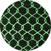 Round Machine Washable Trellis Emerald Green Modern Area Rugs, wshcon2995emgrn