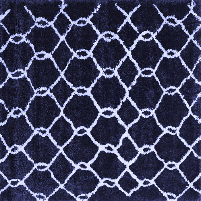 Square Machine Washable Trellis Blue Modern Rug, wshcon2995blu