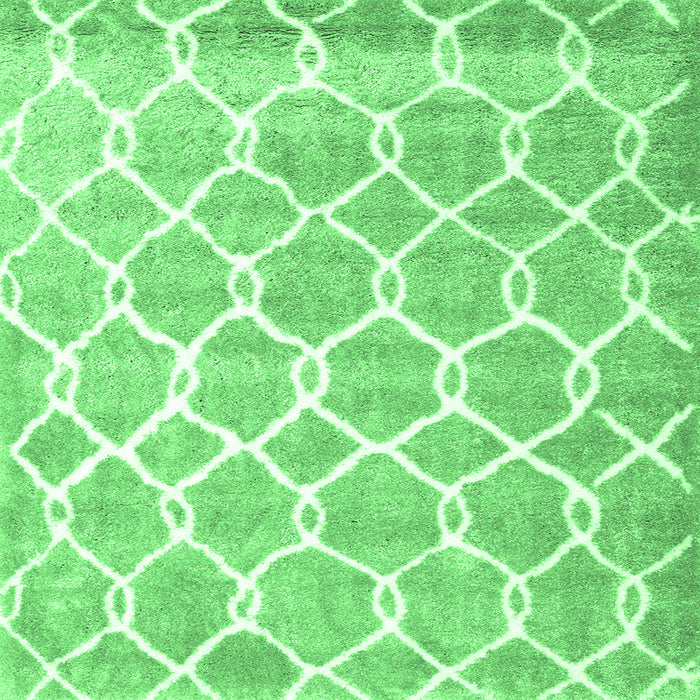 Square Machine Washable Trellis Emerald Green Modern Area Rugs, wshcon2996emgrn