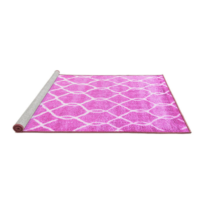 Sideview of Machine Washable Trellis Pink Modern Rug, wshcon2996pnk