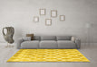 Machine Washable Trellis Yellow Modern Rug in a Living Room, wshcon2996yw