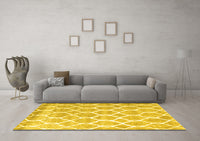 Machine Washable Trellis Yellow Modern Rug, wshcon2996yw