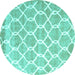 Round Trellis Turquoise Modern Rug, con2996turq