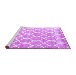 Sideview of Machine Washable Trellis Purple Modern Area Rugs, wshcon2996pur