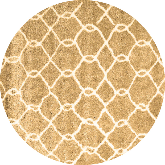 Round Machine Washable Trellis Brown Modern Rug, wshcon2996brn