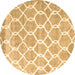 Round Machine Washable Trellis Brown Modern Rug, wshcon2996brn