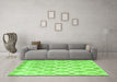 Machine Washable Trellis Green Modern Area Rugs in a Living Room,, wshcon2996grn