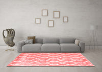 Machine Washable Trellis Red Modern Rug, wshcon2996red