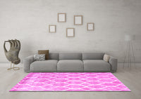 Machine Washable Trellis Pink Modern Rug, wshcon2996pnk