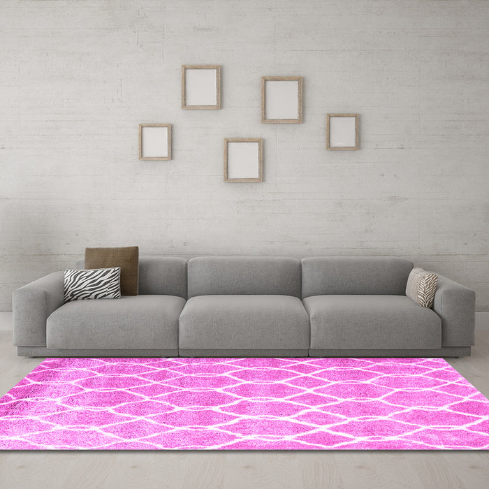 Machine Washable Trellis Pink Modern Rug in a Living Room, wshcon2996pnk