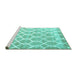 Sideview of Machine Washable Trellis Turquoise Modern Area Rugs, wshcon2996turq