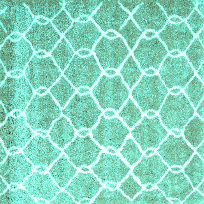 Square Machine Washable Trellis Turquoise Modern Area Rugs, wshcon2996turq