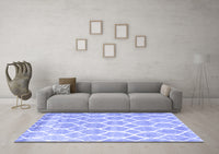 Machine Washable Trellis Blue Modern Rug, wshcon2996blu