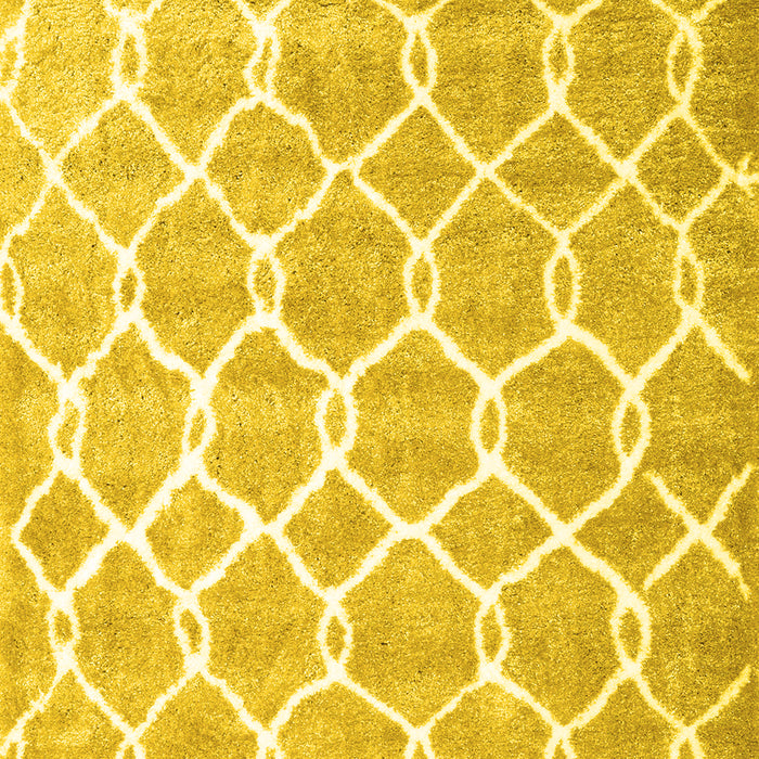 Machine Washable Trellis Yellow Modern Rug, wshcon2996yw