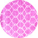 Round Machine Washable Trellis Pink Modern Rug, wshcon2996pnk