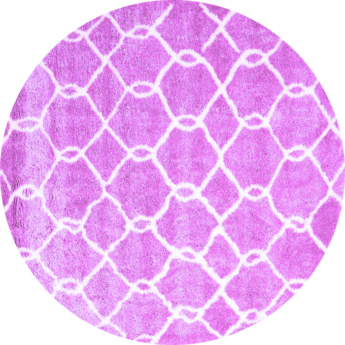 Round Machine Washable Trellis Purple Modern Area Rugs, wshcon2996pur
