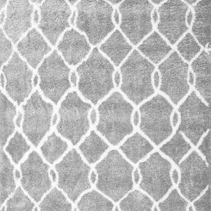 Serging Thickness of Machine Washable Trellis Gray Modern Rug, wshcon2996gry
