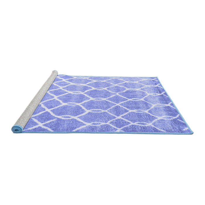 Sideview of Machine Washable Trellis Blue Modern Rug, wshcon2996blu