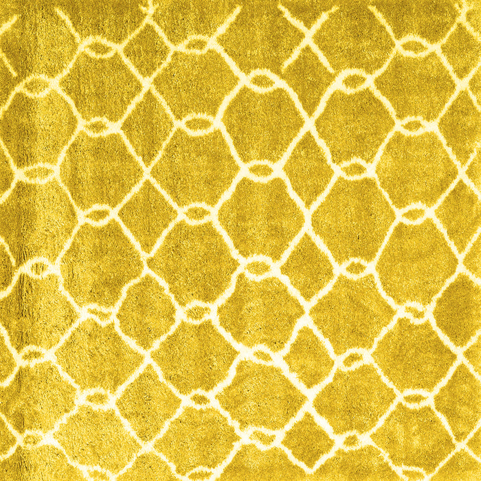 Square Machine Washable Trellis Yellow Modern Rug, wshcon2996yw