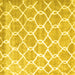 Square Machine Washable Trellis Yellow Modern Rug, wshcon2996yw