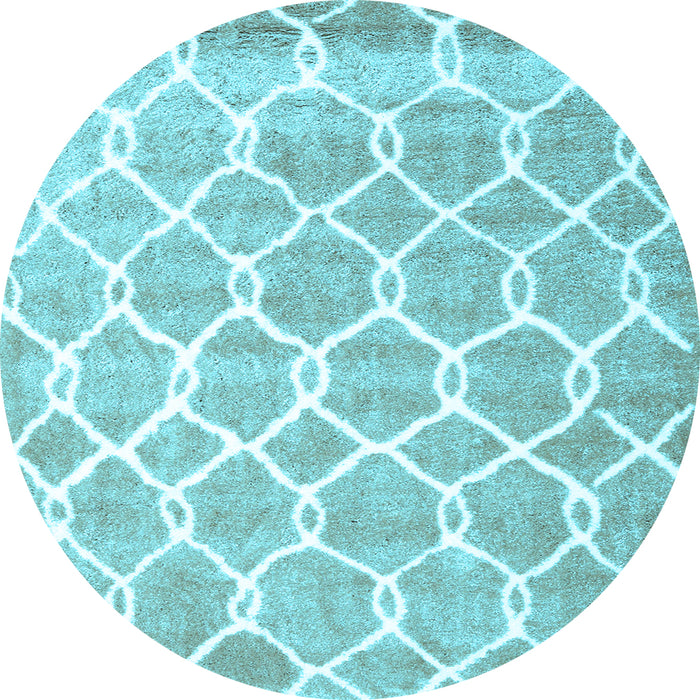 Round Machine Washable Trellis Light Blue Modern Rug, wshcon2996lblu