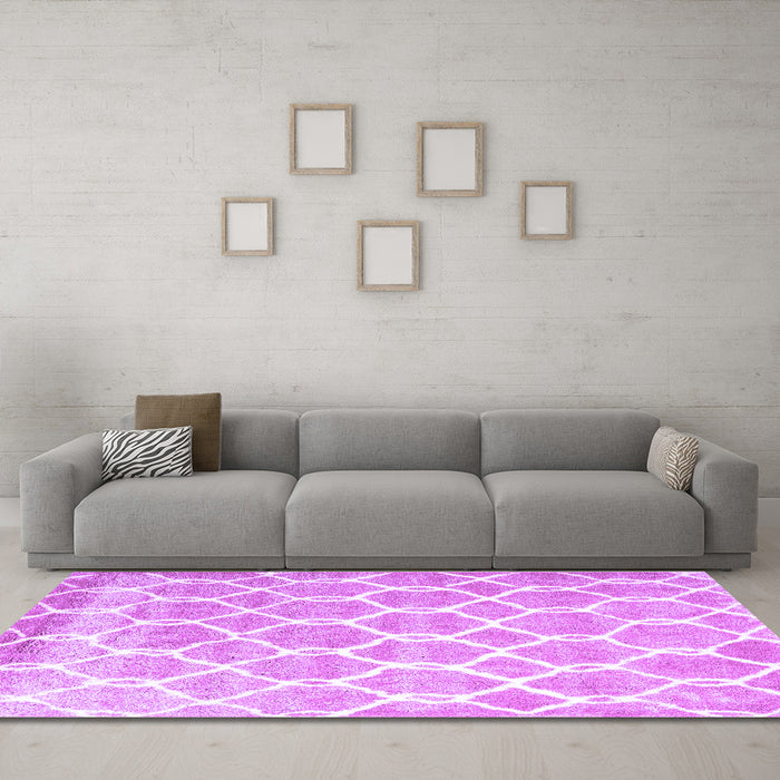Machine Washable Trellis Purple Modern Area Rugs in a Living Room, wshcon2996pur