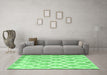 Machine Washable Trellis Emerald Green Modern Area Rugs in a Living Room,, wshcon2996emgrn