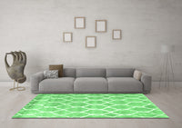 Machine Washable Trellis Emerald Green Modern Rug, wshcon2996emgrn