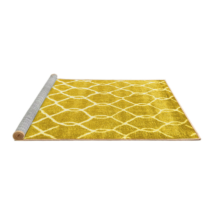 Sideview of Machine Washable Trellis Yellow Modern Rug, wshcon2996yw