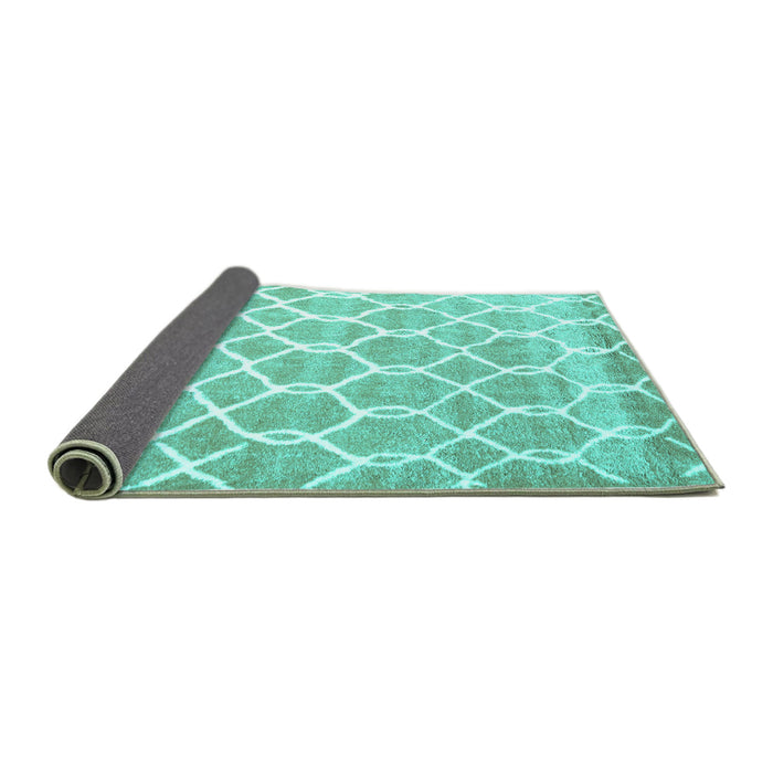 Sideview of Trellis Turquoise Modern Rug, con2996turq