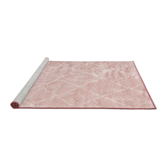 Serging Thickness of Machine Washable Contemporary Pink Daisy Pink Rug, wshcon2997