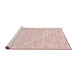 Serging Thickness of Machine Washable Contemporary Pink Daisy Pink Rug, wshcon2997