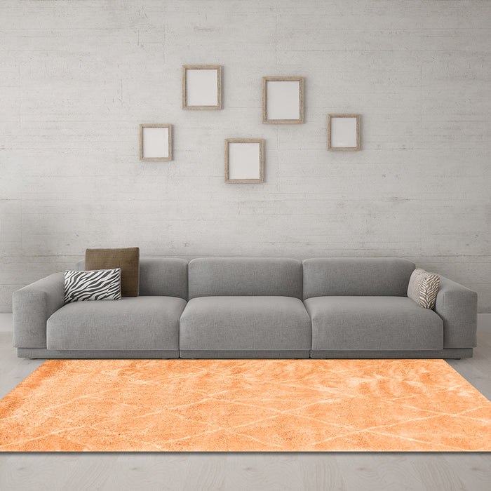 Machine Washable Trellis Orange Modern Area Rugs in a Living Room, wshcon2997org