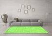 Machine Washable Trellis Green Modern Area Rugs in a Living Room,, wshcon2997grn