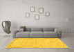 Machine Washable Trellis Yellow Modern Rug in a Living Room, wshcon2997yw