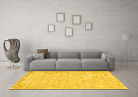 Machine Washable Trellis Yellow Modern Rug, wshcon2997yw